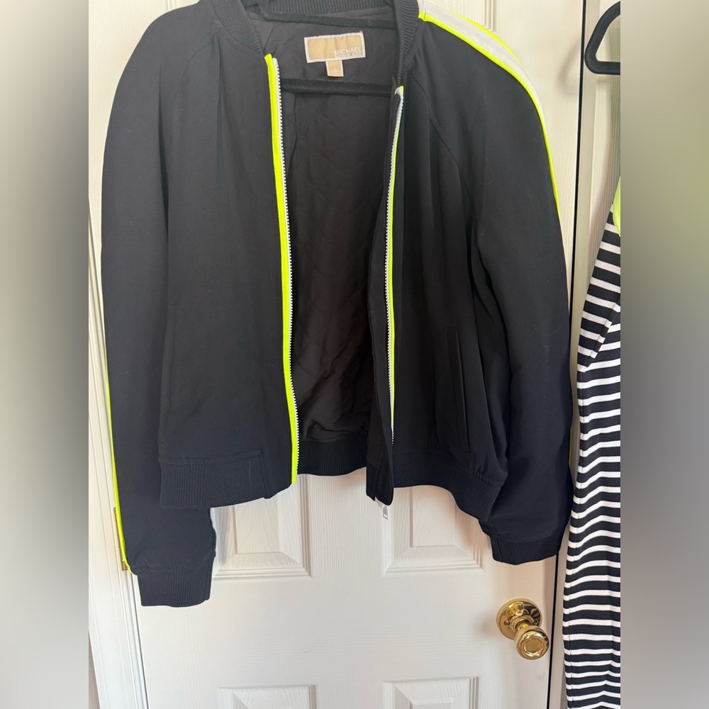 Michael Kors Black and Neon Green Striped Dress and Jacket Set - Picture 7 of 9